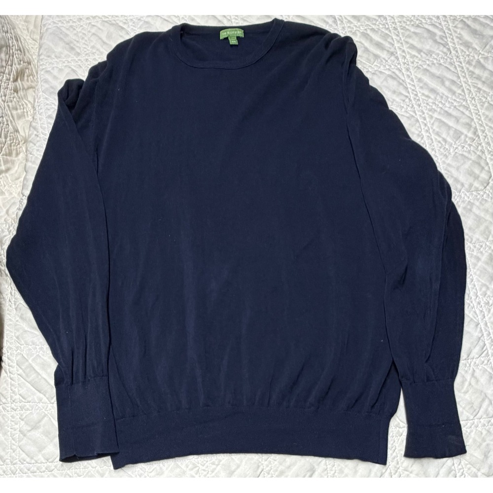 Sid Mashburn Sweater Mens XXL Navy Blue Cotton Crewneck Lightweight Knit